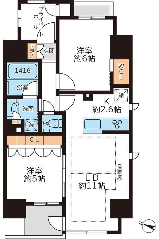 グランカーサ本駒込 1401 間取り図