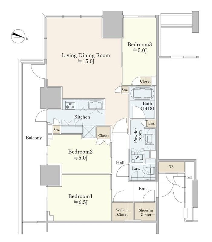 パークコート文京小石川 ザ タワー 2001 間取り図