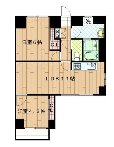 メゾンドゥルポール 203 間取り図