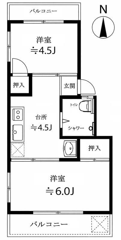 大洋江原マンション 504 間取り図