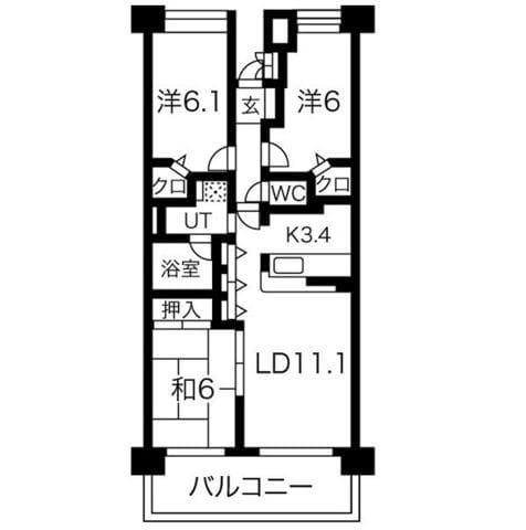 コスモ川口栄町 805 間取り図
