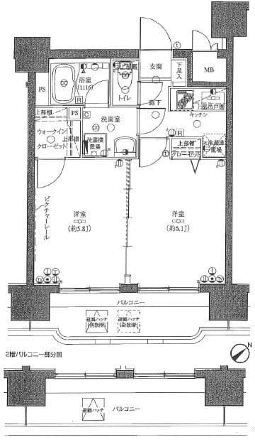 グリフィン横浜・ベイグランデ弐番館 202 間取り図