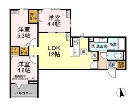 セレスティア岡本 102 間取り図