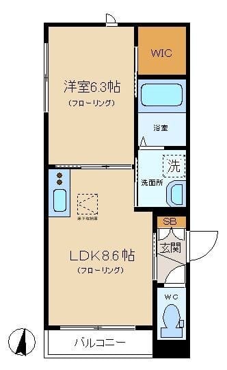 ボヌール ウェスト 102 間取り図