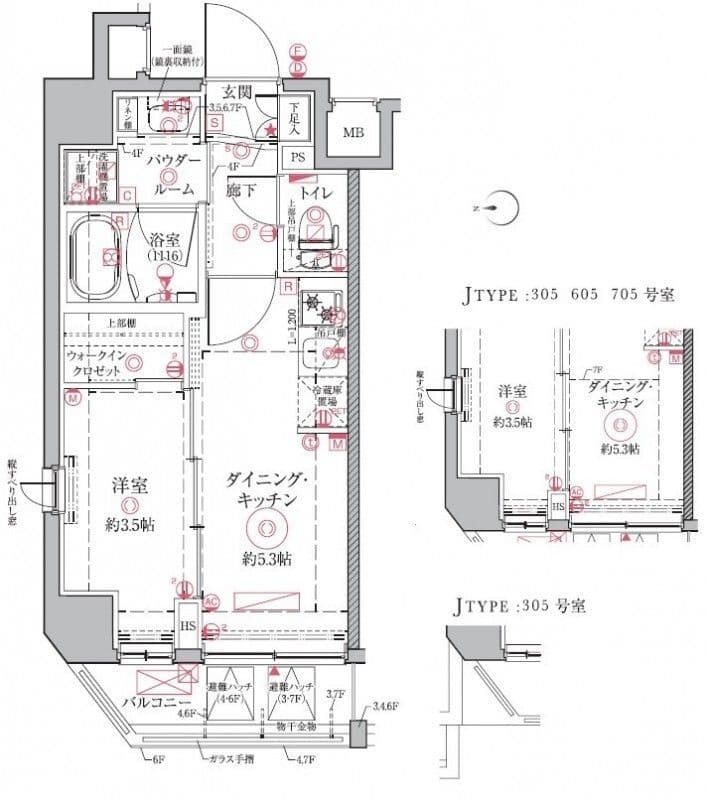 クレイシアIDZ祐天寺 605 間取り図