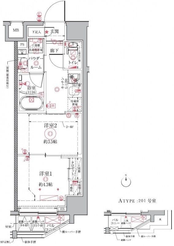 クレイシアIDZ祐天寺 901 間取り図