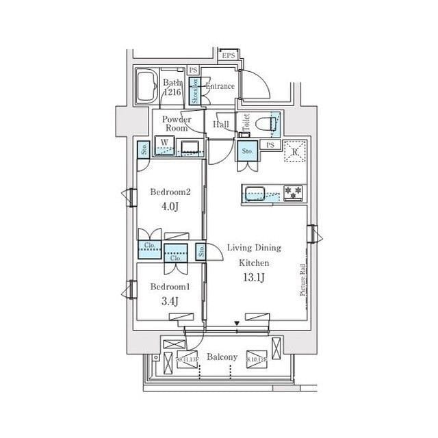プライムガーデン恵比寿南 802 間取り図