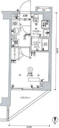 スカイコート品川パークサイド 301 間取り図
