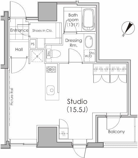 パークハビオ水天宮前 202 間取り図