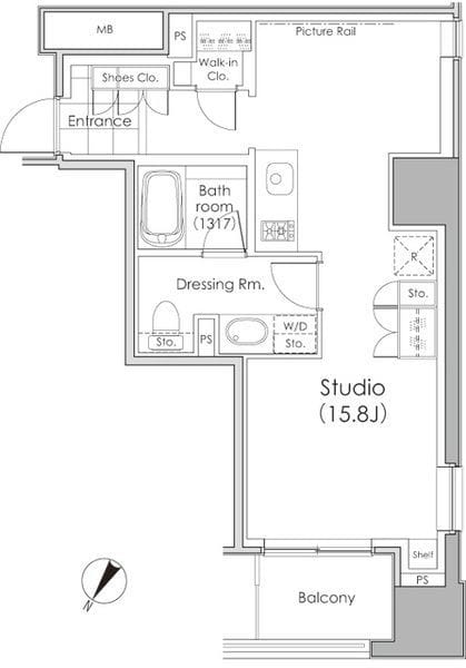 パークハビオ水天宮前 601 間取り図