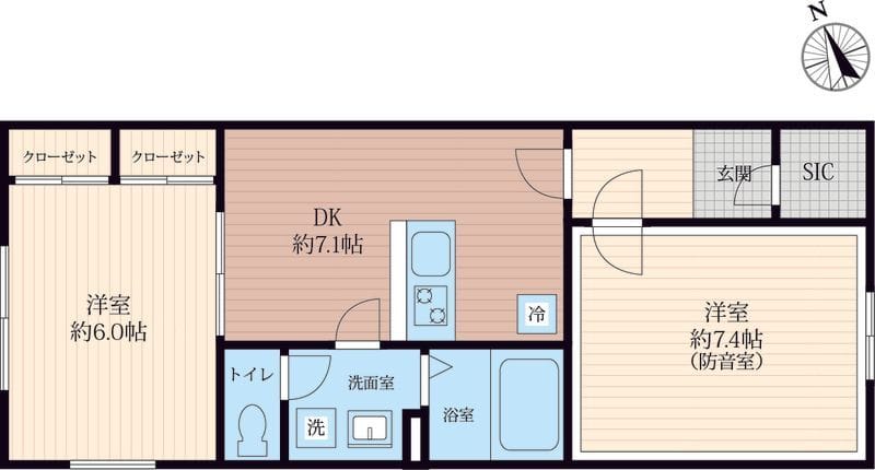 [防音マンション」VORT瀬田レジデンス 301 間取り図