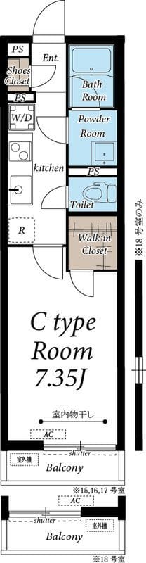 ヴィラ原木中山 218 間取り図