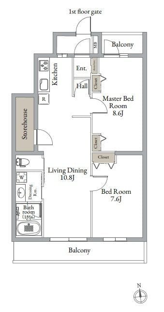 ベルメゾン中村橋サウス 0104 間取り図