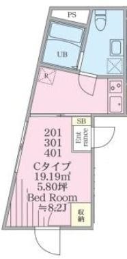 プレジール三軒茶屋 201 間取り図