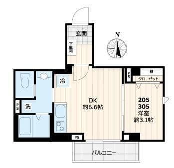 ディアコート住吉 205 間取り図