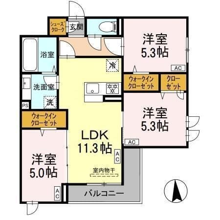 グラナーデ鹿浜 305 間取り図