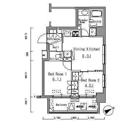 パークアクシス門前仲町 1205 間取り図