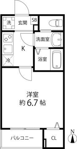 T’s Cuore六町Ⅱ 202 間取り図