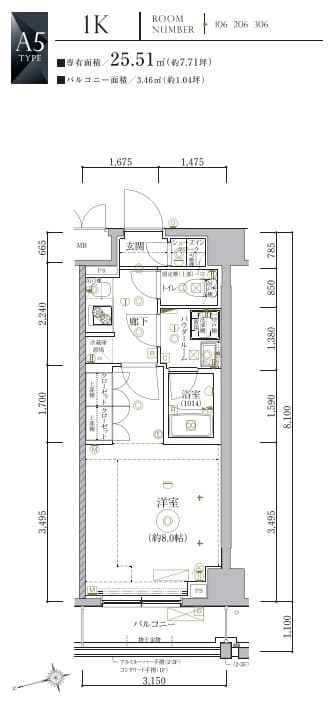 RELUXIA北新宿 106 間取り図