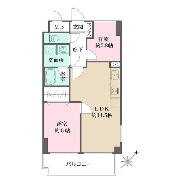 藤和シティホームズ新宿余丁町 407 間取り図