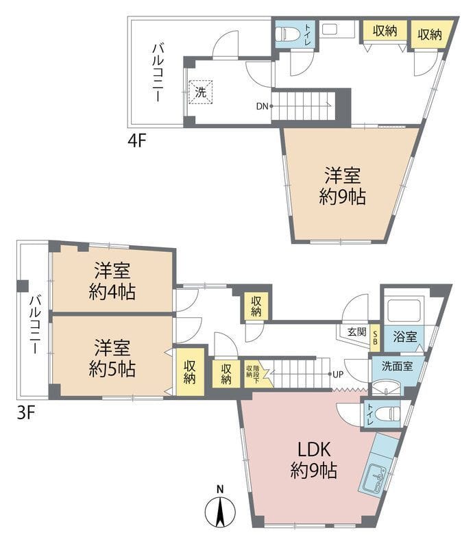 シンワビル 3F-4F 間取り図