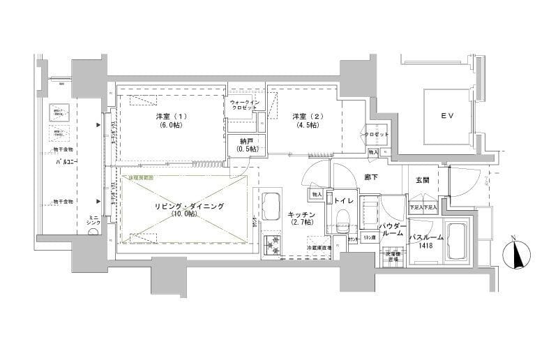パークスフィア牛込神楽坂 1203 間取り図