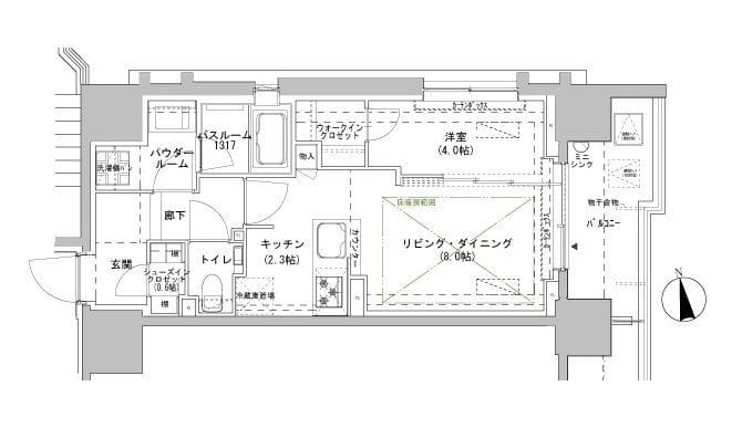 パークスフィア牛込神楽坂 1310 間取り図