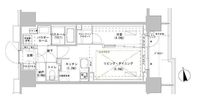 パークスフィア牛込神楽坂 206 間取り図