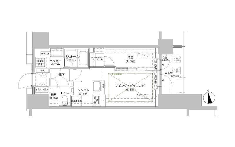 パークスフィア牛込神楽坂 606 間取り図