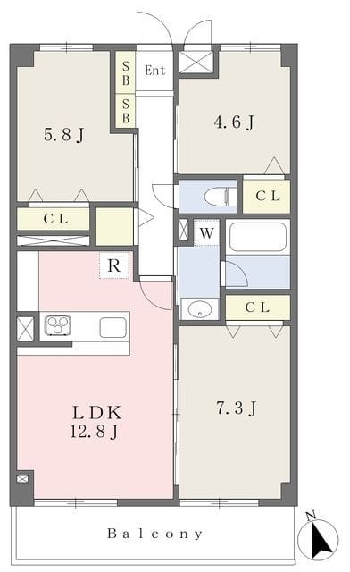 サンビレッジ船堀 301 間取り図