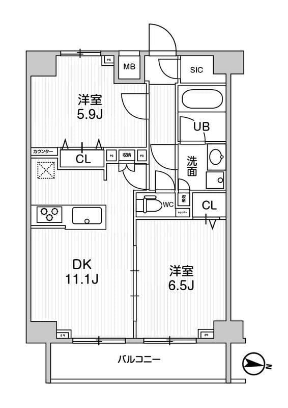 ジェノヴィア三ノ輪スカイガーデン 1103 間取り図