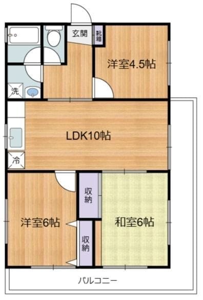 フラット三輪 101 間取り図