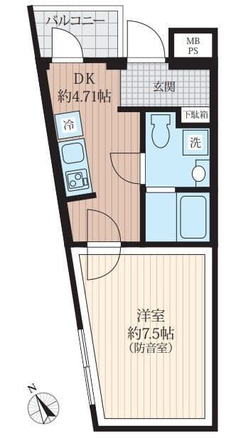 「防音マンション」ラシクラスInfina上板橋 101 間取り図