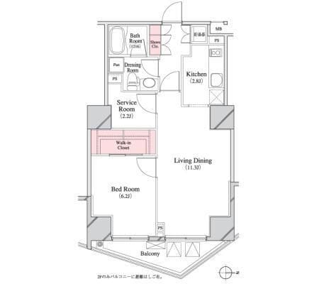 パークキューブ八丁堀 1507 間取り図