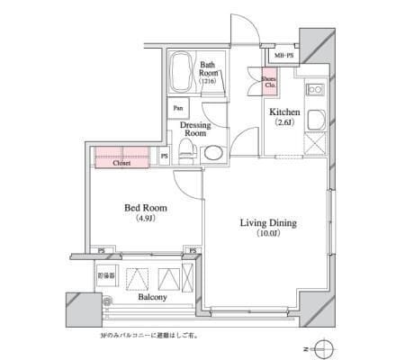 パークキューブ八丁堀 401 間取り図