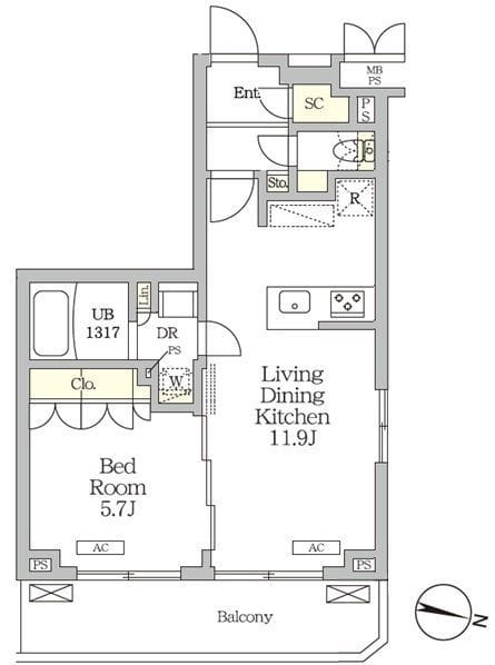 ミレーネ滝野川 513 間取り図