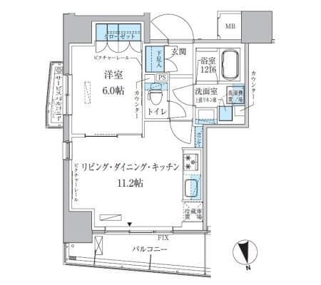 パークアクシス上野松が谷 701 間取り図