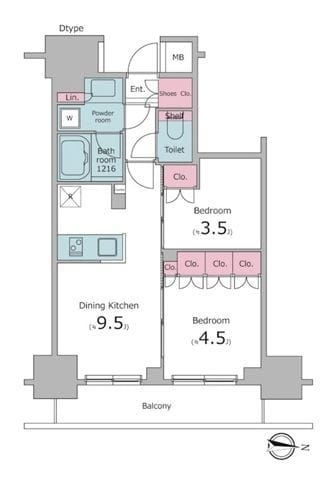 クレヴィア錦糸町ガーデンコースト 0304 間取り図