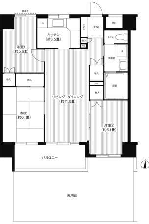 武蔵中原レジデンス 101 間取り図