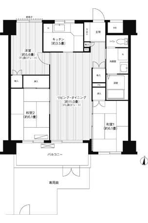 武蔵中原レジデンス 102 間取り図