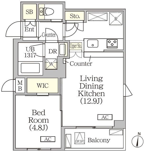 アジールコート方南町テラス 504 間取り図