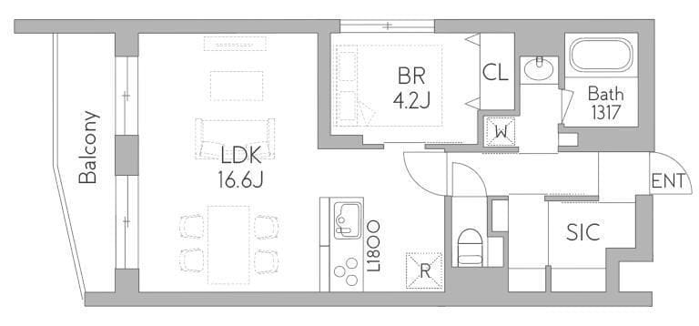 クラリティア都立大学 206 間取り図