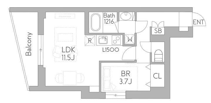クラリティア都立大学 207 間取り図