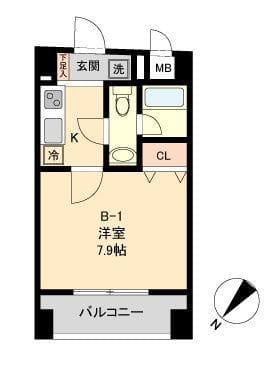 COMODO水天宮レジデンス 0302 間取り図