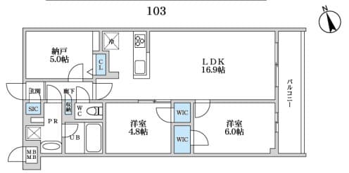 S-RESIDENCE富士見ヶ丘afford 103 間取り図