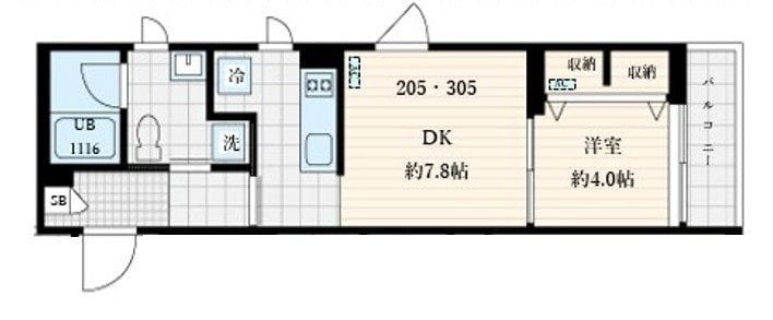 Fullea本町 205 間取り図