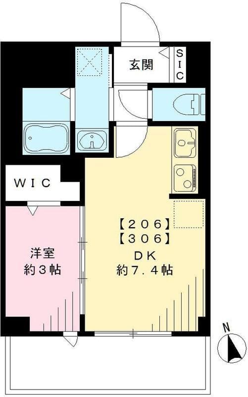 スマート・グラン 荻窪(IOT賃貸) 206 間取り図