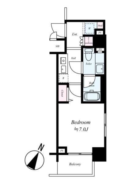 エクセルシオール押上 206 間取り図