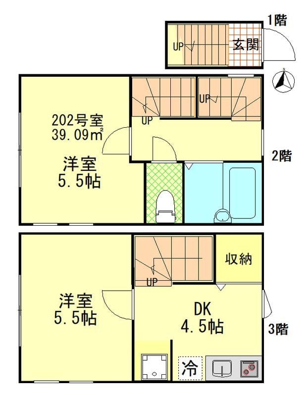 クラシェア中野新橋 202 間取り図