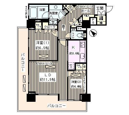 西新宿パークサイドタワー 802 間取り図